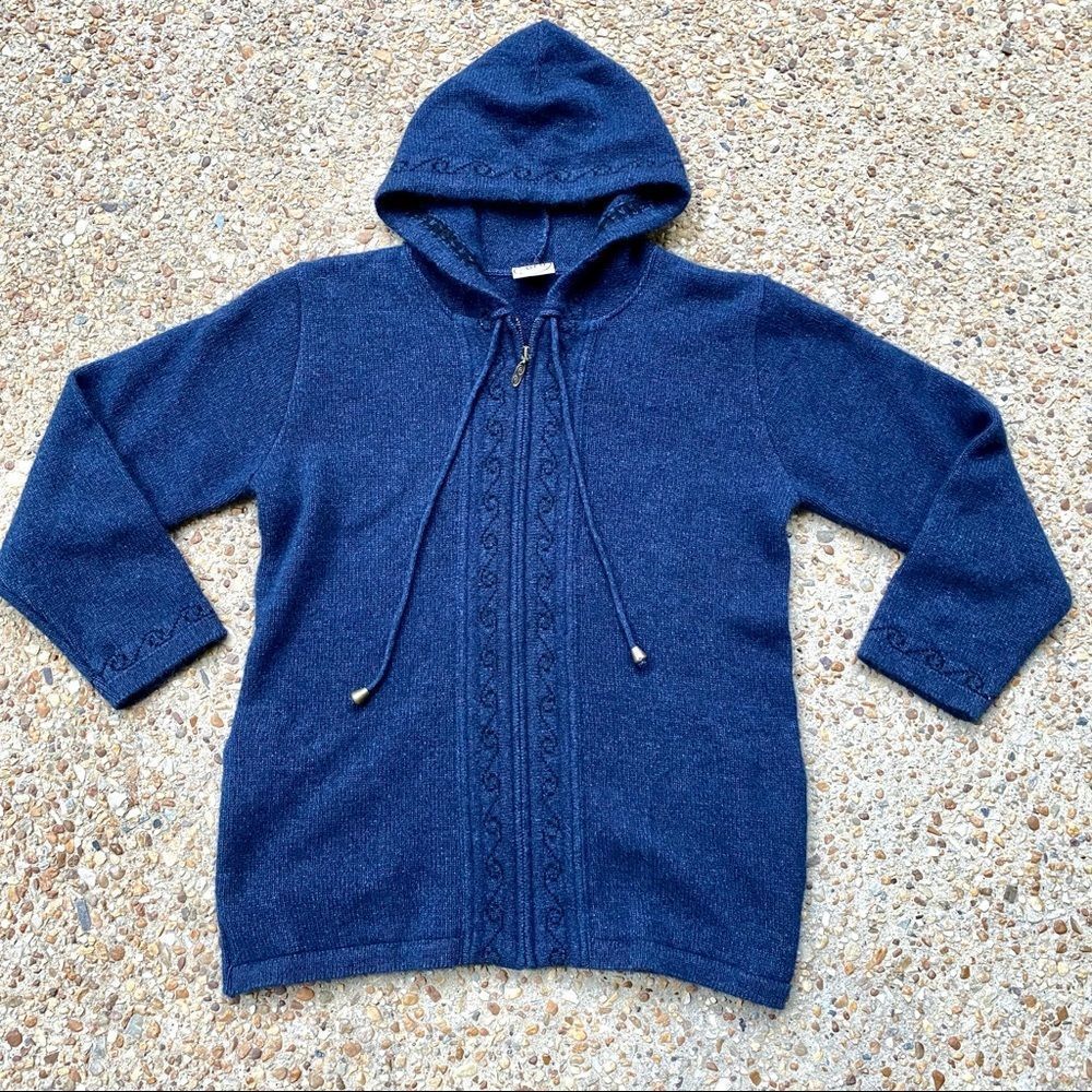 Koru Like New Possum Silk Wool Blend Jacket Sweater Hoodie Made in NZ